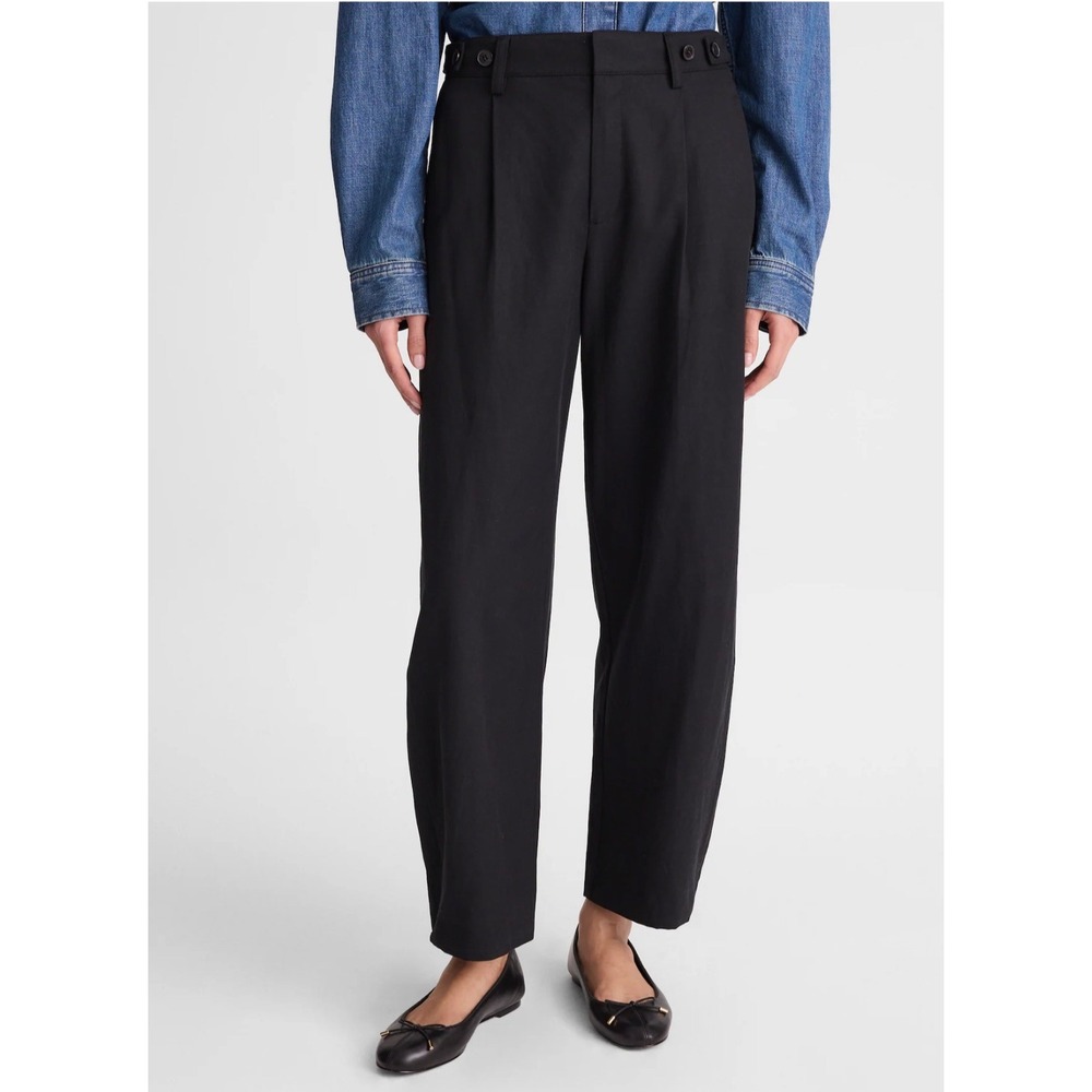 Madewell Women's True Black Barrel Leg Drapey Twill Career Dress Pants 10 New - Picture 1 of 9